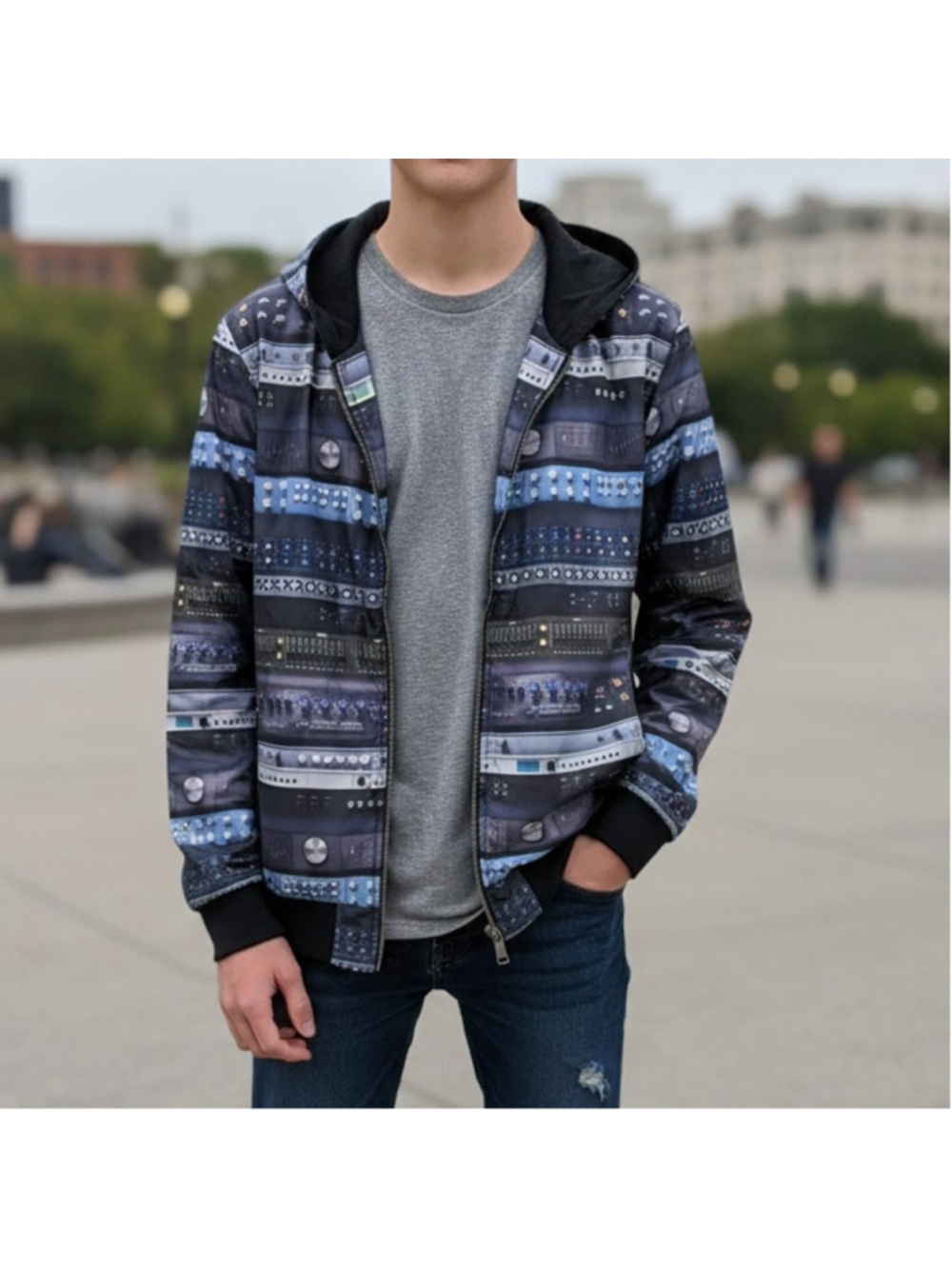 Paul Smith Junior Reversible Soundboard Print Zip Hoodie Size 16